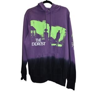 THE EXORCIST Regan Pullover Hoodie -- Purple / Black / Lime Tie Dye -- Large